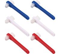 Generic 6Pcs Small Double-Head Denture Toothbrush Set for Adults, Household False Teeth Cleaning Brush with White, Blue, Red Handles, Suitable for Home Oral Care