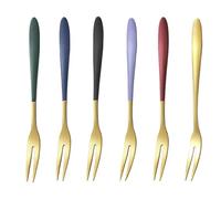 Generic 6Pcs Stainless Steel Dessert Forks, Mini Cake Forks, 6 Colours, Perfect for Home, Wedding, Party, Café, Restaurant, Christmas