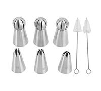 generic 6PCS Stainless Steel Piping Nozzle Set, Baking Tips for Cake & Cupcake Decorating - Food Grade Pastry Tips with Cleans Brushes, DIY Dessert Tools for Beginners & Pros