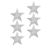Generic 6pcs Star Iron on Patches Sew on Applique Silver Sparkling Self Adhesive Decorative Five Pointed Star Fashion Forward Patches for Wedding Dresses Garment Stage Costumes Festive