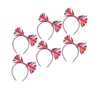Generic 6pcs Union Jack Bowknot Headband Uk Flag Hair Accessories for Festivals Parties Soft Satin Material Comfortable Fit Unique Design for Football Fans
