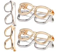 Generic 6pcs Women’s Metal Eyeglasses Brooch Pins Set, Creative Gold Silver Mini Lapel Pins for Clothing Decoration, Vintage Style Accessory for Jackets and Dresses