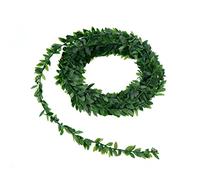 generic 7.5M Christmas Green Leaf Vine Garland - Flexible PVC Artificial Wreath for DIY Home Wedding Party Decor, Indoor Outdoor Wall Tree Decoration