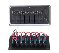 Generic 7 Gang Rocker Switch Panel with Overload Protection for Boats RVs Yachts Made of ABS Aluminum Alloy 12V 7 Switches