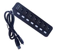Generic 7-port Usb3.0 Hub 5gbps Data Transfer Led Power Status Charging Overvoltage Support Black