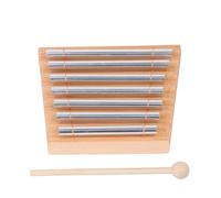 Generic 7 Tone Percussion Bell Instrument with Mallet Elegant Metal Tubes for Meditation and Prayers Kids Adults Beech Wood 6.7x5.9x0.6in