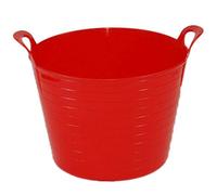 Generic 75L Pink Heavy Duty Extra Large Flexi Tub Rubble Container Flexible Versatile Plastic Storage Bucket, Horse Feeder, Home Garden Tub (RED, 26L)