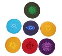 Generic 7pcs Sound Bowl Protective Pad Embroidered Cushion for Meditation Colors for Buddhist Practices and Sound Healing