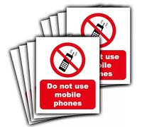 Generic 8-Pack Do Not Use Mobile Phones Sticker Signs, 110x90mm, Waterproof, UV-Resistant, Red & White, Cautionary Vinyl Stickers