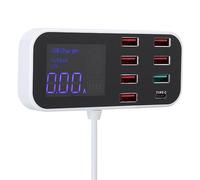 Generic 8 Ports USB Charging Station with Digital Display and QC3.0 for Smart Devices in Vehicles, Compact Travel Charger