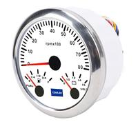 Generic 8 to 16 V Voltage Display, 85 -mm Speed Meter 8000 U/min E 1/4 1/2 3/4 F Fuel Mirror for Trucks for Motorhomes (White Dial Silver Bezel CX8300)