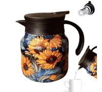 Generic 800ml Insulated Floral Pattern Loose Leaves Teapot, Stainless Steel Thermal Tea Pot with Infuser, Sunflower Color, 14.5x10.5x10.5cm/5.71x4.13x4.13 inches, 1.19 pounds
