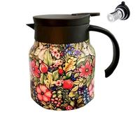 Generic 800ml Insulated Floral Pattern Thermal Tea Kettle, Teapot with Infuser, Stainless Steel, Flowers, 800ml