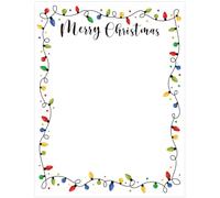 Generic 80Pcs Christmas Writing Paper, 8.5 x 11 in, Holiday Style, Colorful Xmas Light Bulb Border, Letterhead Decorative Paper for Notes Greeting Cards Invitations Office School Printing