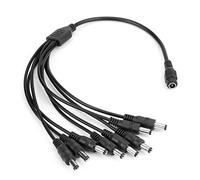 Generic 8Ch Power Supply Y Splitter Cable for CCTV Security Cameras Conveniently Powers 8 Cameras From 1 Adapter for Home Use 40cm Black ABS Material
