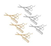 Generic 8pcs Barber Brooch Hairdresser Work Clothes Decor Silver Plated Corsage Brooch Pins for Fine Comb Lovers Suit for Professional Barbers
