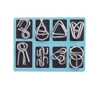 Generic 8pcs Metal Iq Puzzle Set Brain Puzzle Buckle Challenging Intelligence Ring Fun Mind Game for Developing Social Skills and Cognitive Thinking