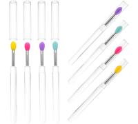 Generic 8pcs Portable Silicone Lip Brush Set with Lids Small Reusable Lipstick Applicators for Makeup Use Dustproof Lip Gloss and Mask Applicators Heads for Precise Application