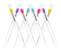 Generic 8pcs Reusable Silicone Lip Applicators with Lids Portable Lipstick and Eyeshadow Brushes Dustproof Small Lip Brush for Daily and Professional Makeup Use
