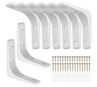 Generic 8pcs White 3-Inch L Brackets Shelf Brackets 75x75x20mm Triangle Wall Shelf Support with Screws and Rubber Plugs for Floating Fixing and Corner Installation