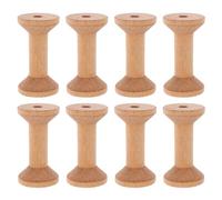 Generic 8pcs Wooden Sewing Spools Bobbins for Wire and Elastic Thread, Khaki Barrel Shaped Thread Cord Roll for Crafts and Sewing Machines, Versatile Use and Can be Painted