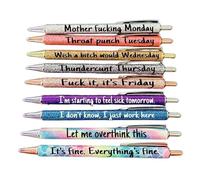 Generic 9 Pcs Funny Ballpoint Pens, Colored The Week Seven Days Pen Describing Mentality, Monday To Sunday Ballpoint Pens Daily Pen Set