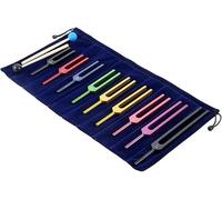 Generic 9-Piece Tuning Fork Set, Multi-Colour Aluminium Alloy, Sound Therapy Healing Kit with Storage Bag, 174-963Hz Frequency Range, 2 Silicone Hammers