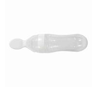 Generic 90ml Baby Food Feeder Bottle with Spoon - Soft Silicone Squeeze Feeder for Babies, Lightweight and Portable for Parents On-The-Go, 20 X 5cm (White)