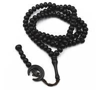 Generic 99 Muslim Beads Islamic Prayer Beads Eid Mubarak Prayer Chain Classic Rosary Pendant Arabic Beads Bracelet for Women Men, Black