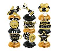 Generic 9Pcs Retirement Party Decorations Black And Gold Honeycomb for Men And Women
