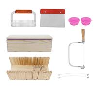 Generic 9PCS/Set 1200ml Silicone Soap Molds Kit Wood Bread Cutter DIY Soap Making Cutting Tool Purple/Pine for Making, Candle, Cake, Bread Electric Oven/Refrigerator Safe