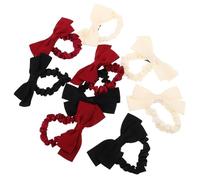 Generic 9pcs Silk Bow Hair Scrunchies Elastic Bowknot Hair Ties Non-slip Ribbon Bow Ponytail Holders for Women Vintage French Hairstyles