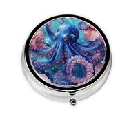Generic A Octopus Print Round Pill Box-3 Compartment Small Pill Case for Purse & Pocket Mini Metal Pill Holder Travel Pill Container