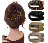 Generic Abalone-shaped Hair Clip, Featuring a Curved, Flat Design, Suitable for Securing Ponytails. Set of Four Hair Clips for Use At the Nape of the Neck.(4PCS （G）,10.3 * 6cm)