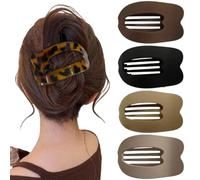 Generic Abalone-shaped Hair Clip, Featuring a Curved, Flat Design, Suitable for Securing Ponytails. Set of Four Hair Clips for Use At the Nape of the Neck.(4PCS （H）,10.3 * 6cm)