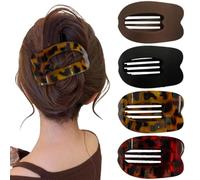 Generic Abalone-shaped Hair Clip, Featuring a Curved, Flat Design, Suitable for Securing Ponytails. Set of Four Hair Clips for Use At the Nape of the Neck.(4PCS （D）,10.3 * 6cm)