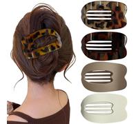 Generic Abalone-shaped Hair Clip, Featuring a Curved, Flat Design, Suitable for Securing Ponytails. Set of Four Hair Clips for Use At the Nape of the Neck.(4PCS （E）,10.3 * 6cm)