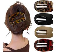 Generic Abalone-shaped Hair Clip, Featuring a Curved, Flat Design, Suitable for Securing Ponytails. Set of Four Hair Clips for Use At the Nape of the Neck.(4PCS （B）,10.3 * 6cm)