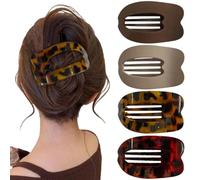 Generic Abalone-shaped Hair Clip, Featuring a Curved, Flat Design, Suitable for Securing Ponytails. Set of Four Hair Clips for Use At the Nape of the Neck.(4PCS （F）,10.3 * 6cm)
