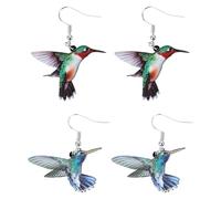 Generic Acrylic Bird Earrings 2 Pairs Set Hummingbird, Pigeon, Eagle, Owl, Parrot Designs, Lightweight Drop Earrings for Women Party Accessories