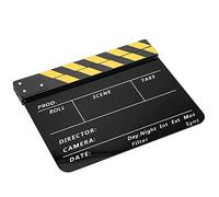 Generic Acrylic Durable 30x25cm Director Movie Clapperboard with Hard Wood Slates for Hollywood Parties Yellow Striped Blackboard (Yellow striped blackboard (PAV1YBE))