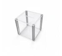 Generic Acrylic Savings Container Transparent Bank with Metal Accents Box for Desk Shelf Bedside Table Suitable for Daily Saving Habit Home Organization, 12x12x12cm
