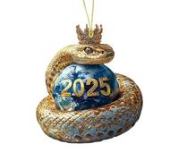 Generic Acrylic Snake Gift Ornament - 2025 Crown Snake Wrapped Around The Earth 2D Acrylic Hangable Decor, Car Rearview Mirror Pendant - Chinese New Year Hangable Decoration