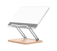 Generic Adjustable Acrylic Book Stand with Page Clips Desktop Riser with Pen Slot Cookbook Stand Book Display Stand for Magazines and Tablets Laptops
