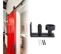 Generic Adjustable Carbon Steel Sliding Barn Door Floor Guide, Smooth Rolling for 3inch Doors, Black, 1pc, for Home Improvement (Black Ordinary Double Wheels Plus a Small Wheel)