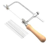 Generic Adjustable Mini Jewelry Saw Frame With Wooden Handle, 12-Piece Saw Blade Set, Stainless Steel Design For Woodworking, Crafting, And Model Making