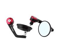 Generic Adjustable Round Handlebar Rear View Mirrors for Motorcycle Scooter, 7/8" Bar End with Blue Antiglare Mirror, Easy Install, 1 Pair for Most Motorcycles Aluminum Black Case (red plug)