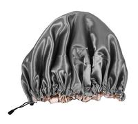 Generic Adjustable Satin Double Layer Hair Bonnet with Elastic Edge for Night Sleeping and Bathing Keeps Hair of Face Suitable for Taking Bath and Doing Makeup
