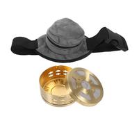 Generic Adjustable Strap Moxa Box with Copper T-Shape Lid and Gray Cloth Cover, Portable Smokeless Moxibustion Device for Waist Neck Knee Shoulder Relief and Acupoint Therapy