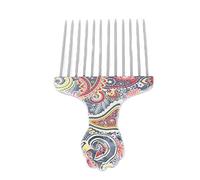 Generic Afro Hair Comb Pick for Curly Hair Styling, Rust-Resistant and Safe to Use, Salon Styling Tool, ABS and 201 Stainless Steel Material (waist flower K4)